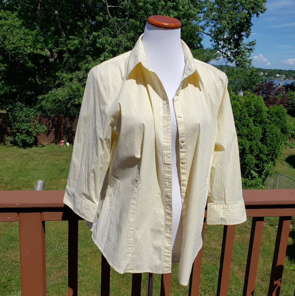 xx LORD AND TAYLOR Yellow Striped Top Sz XL EUC - Picture 12 of 13